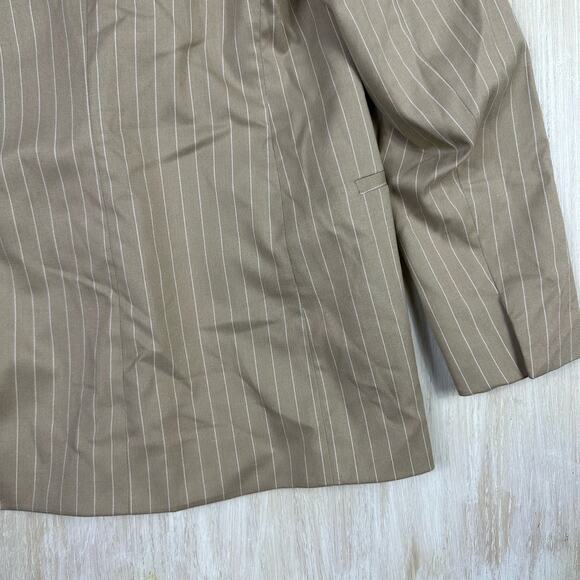 NWT Zara Beige Pin Stripe One Button Notch Lapel Trendy Chic Blazer Jacket Small - Picture 8 of 15